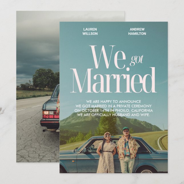 We got married vintage aesthetic photo announcement (Front/Back)