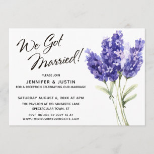 We Got Married Watercolor Lavender Flowers Invitation