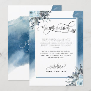 We Got Married Wedding Announcement in Blue