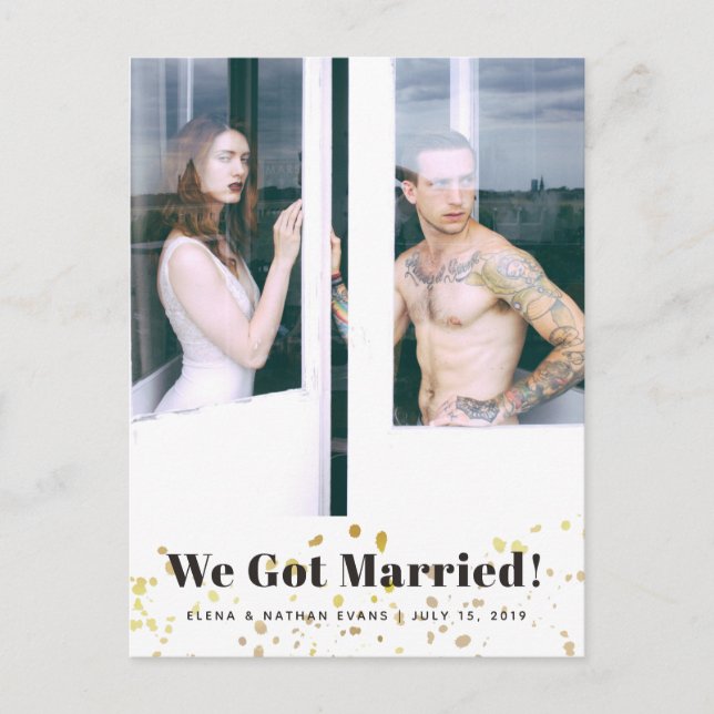 "We Got Married" Wedding Announcement Postcard (Front)