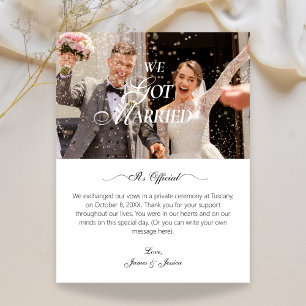 We got married wedding photo  announcement