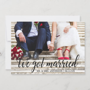 We Got Married Wedding Photo Calligraphy Card