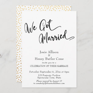 We Got Married Wedding Reception, Gold Confetti Invitation