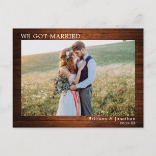 We Got Married Wood Minimalist Simple Postcard