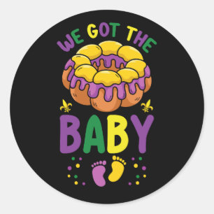 We Got The Baby Mardi Gras Pregnancy Announcement Classic Round Sticker