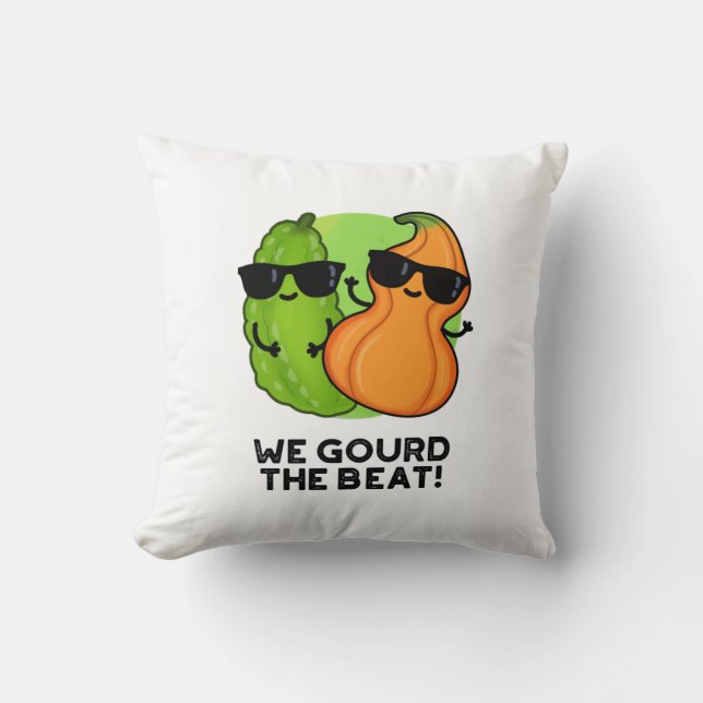 We Gourd The Beat Funny Veggie Pun Cushion (Front)
