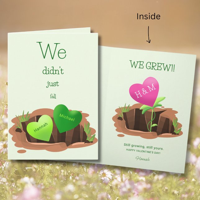 We Grew Personalized Pink Heart Valentine Card (Creator Uploaded)