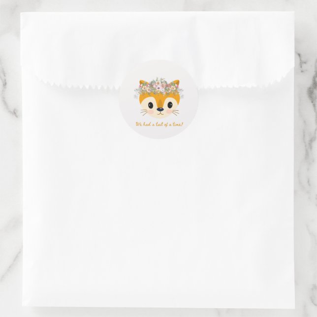 We had a tail of a time! Cute Little Fox  Classic Round Sticker (Bag)