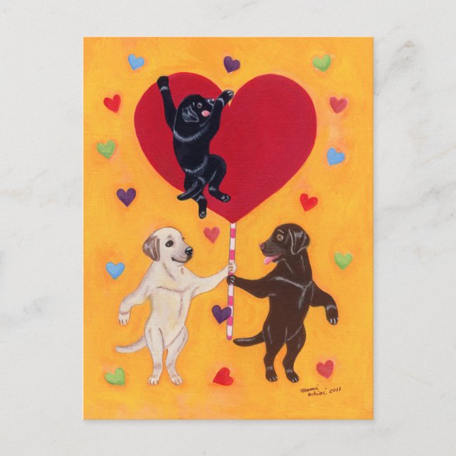 We Have a Big Heart Labradors Painting Postcard (Front)