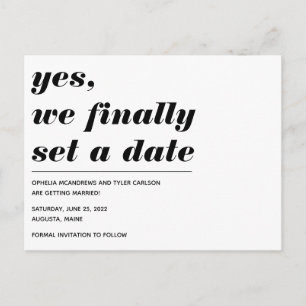 We Have a Date Bold Typography Photo Save the Date Postcard