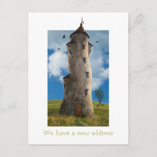 We have a new address Funny Family Tower Announcement Postcard