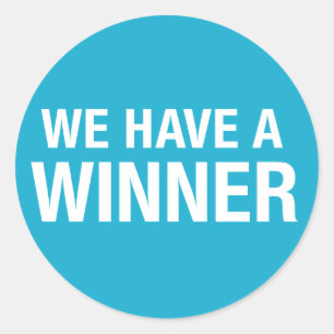 we have a winner classic round sticker