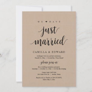 We Have Just Married, Wedding Elopement Party Invi Invitation