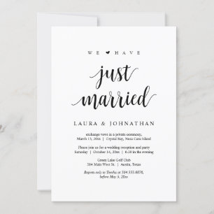 We Have Just Married, Wedding Elopement Party Invitation