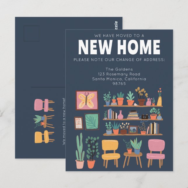 We Have Moved Address Change Cute Livingroom Postcard (Front/Back)