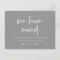 We have moved, Announcement, Modern Dark Grey