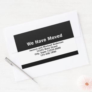 We Have Moved Black and White Moving Announcement Rectangular Sticker