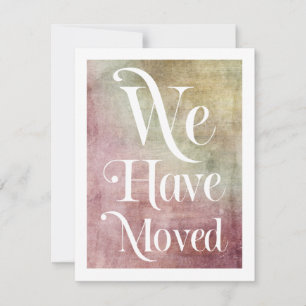 We Have Moved Burgundy Brown Distressed Card