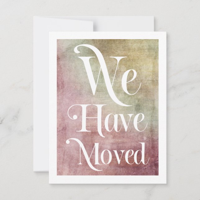 We Have Moved Burgundy Brown Distressed Card (Front)