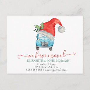 We Have Moved  Car Santa Car Christmas  Announcement Postcard