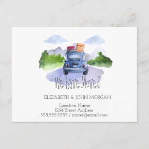 We Have Moved,Car, Suitcases,New Address Announcement Postcard