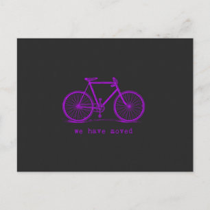 We Have Moved Chalkboard Coloured Bike Announcement Postcard
