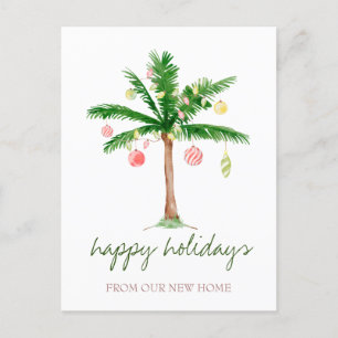 We Have Moved,Christmas Balls Palm Announcement Postcard