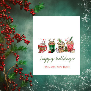We Have Moved,Christmas Drinks Announcement Postcard