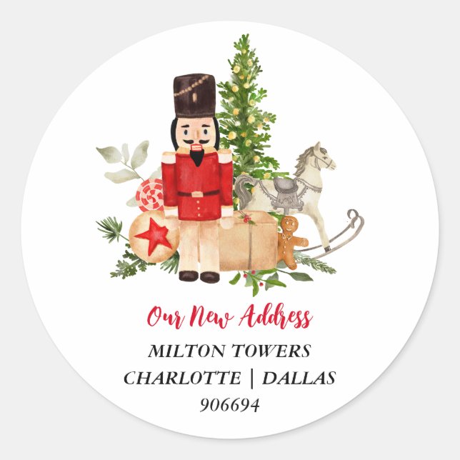 We Have Moved Christmas Nutcracker | New Address  Classic Round Sticker (Front)