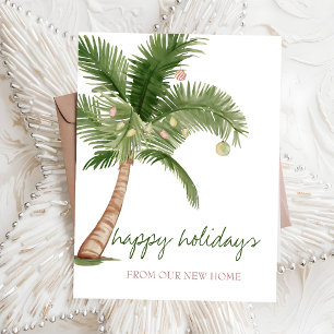 We Have Moved,Christmas Palm Tree Balls Announcement Postcard