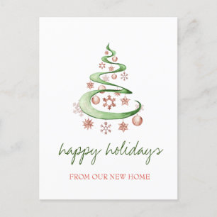 We Have Moved,Christmas Tree,Balls Holiday Announcement Postcard