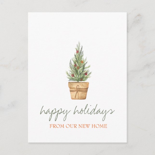 We Have Moved,Christmas Tree,Balls Holiday  Announcement Postcard (Front)