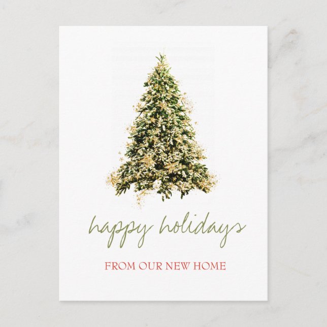 We Have Moved,Christmas Tree,Stars Holiday Announcement Postcard (Front)