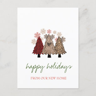 We Have Moved,Cool Christmas Trees Announcement Postcard