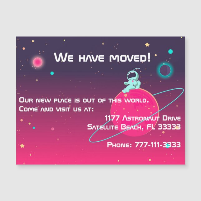 We Have Moved Cute Astronaut Illustration (Front)