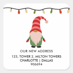 We Have Moved   Cute Gnome Lights   New Address  Square Sticker