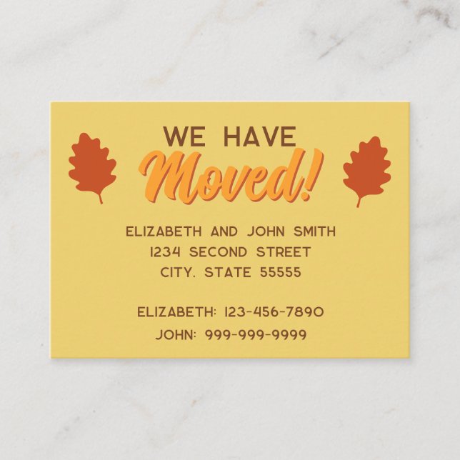 We Have Moved Fall Leaves Moving Announcement (Front)