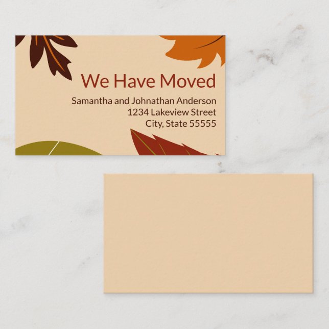 We Have Moved Fall Leaves Moving Announcement (Front/Back)