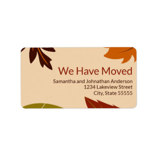 We Have Moved Fall Leaves Moving Announcement Label