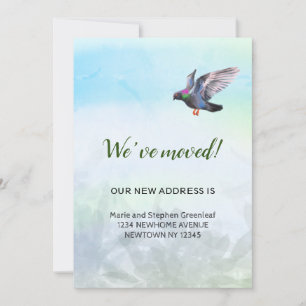We have moved, flying dove announcement