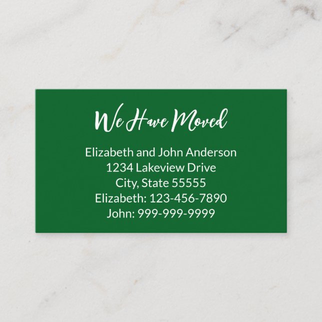 We Have Moved Forest Green Moving Announcement (Front)