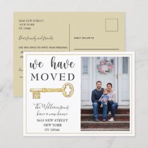 We Have Moved Gold Key Photo Moving Announcement Postcard