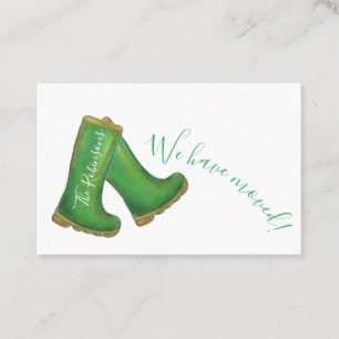"We have moved" green welly boot Business Card