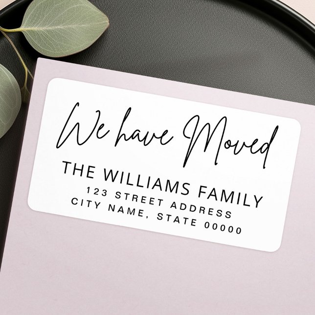 We have moved handwritten script return address label (We have moved handwritten script return address label)