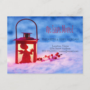 We Have Moved,Holly Berries,Lamp ,New Address Announcement Postcard