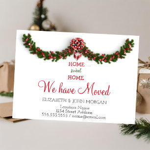We Have Moved,Holly Berry Branches,Home Sweet Home Announcement Postcard