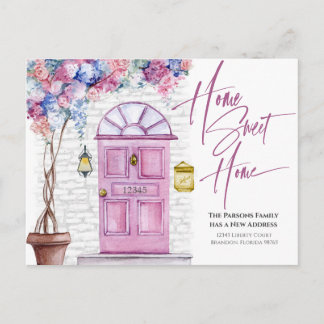 We Have Moved - Home Sweet Home - Watercolor Door Postcard
