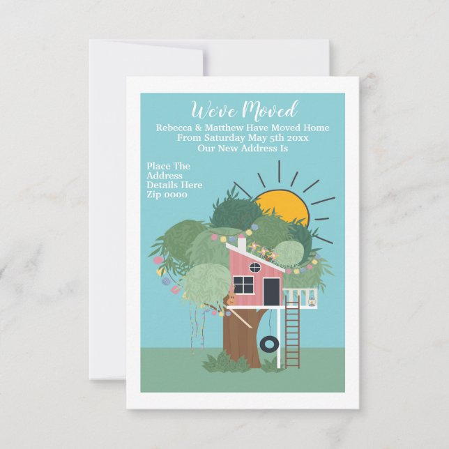 We Have Moved Home Tree House And Sun Announcement (Front)
