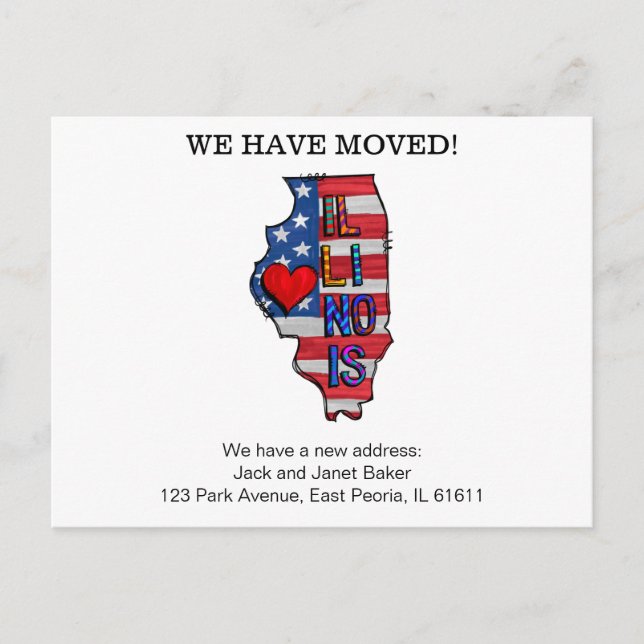 We Have Moved Illinois States Moving Announcement  Postcard (Front)