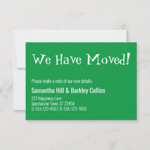 "We Have Moved!" Kelly Green New Address Card